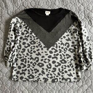 NWOT BiBi color block gray and black leopard print sweatshirt - size S
